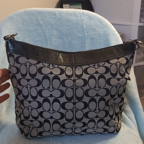 Coach Black and Gray Monogram Shoulder Bag - Picture 3 of 14